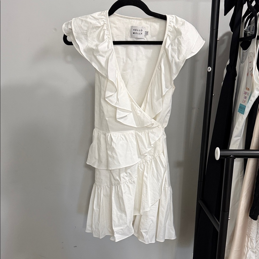 Hello Molly Cream Ruffle Mini Dress